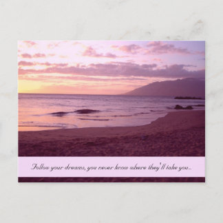 Sunset Beach with Dream Saying Postcard