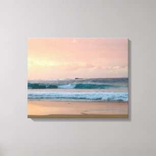 Sunset Beach with ocean Canvas Print