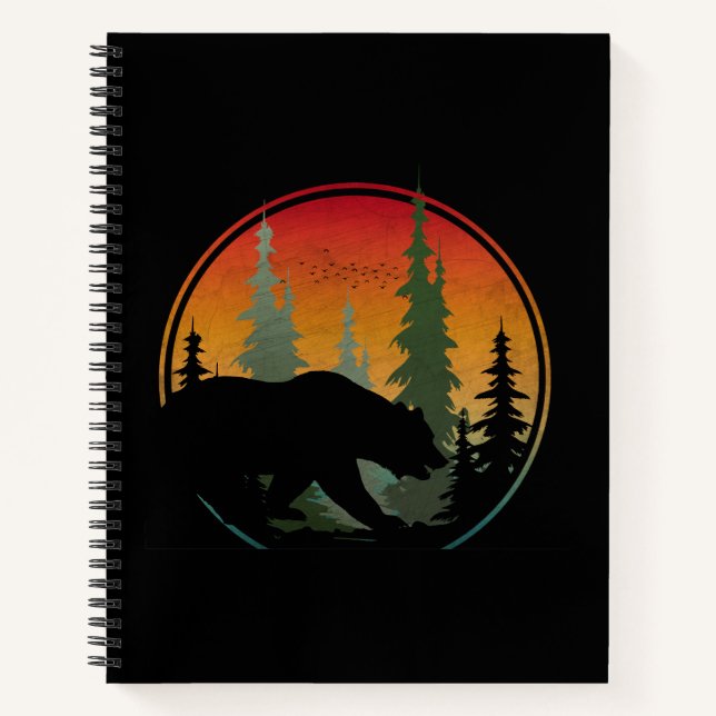 Sunset Bear Nature Forest Animal Notebook (Front)