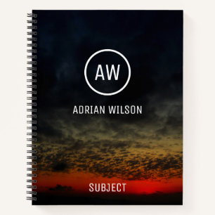 Sunset Before the Storm Monogrammed  Notebook