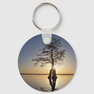 Sunset Behind a Tree Keychain