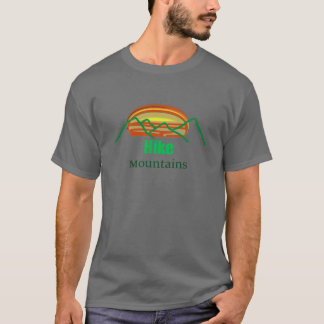 Sunset Behind Hiking Mountains Silhouette T-Shirt