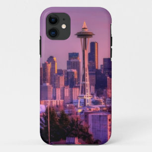 Sunset behind Seattle skyline from Kerry Park. iPhone 11 Case