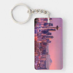Sunset behind Seattle skyline from Kerry Park. Keychain