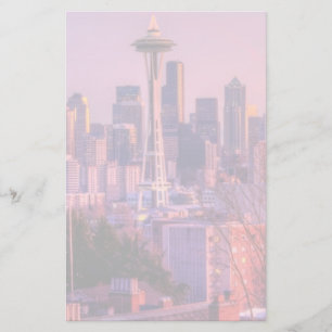 Sunset behind Seattle skyline from Kerry Park. Stationery