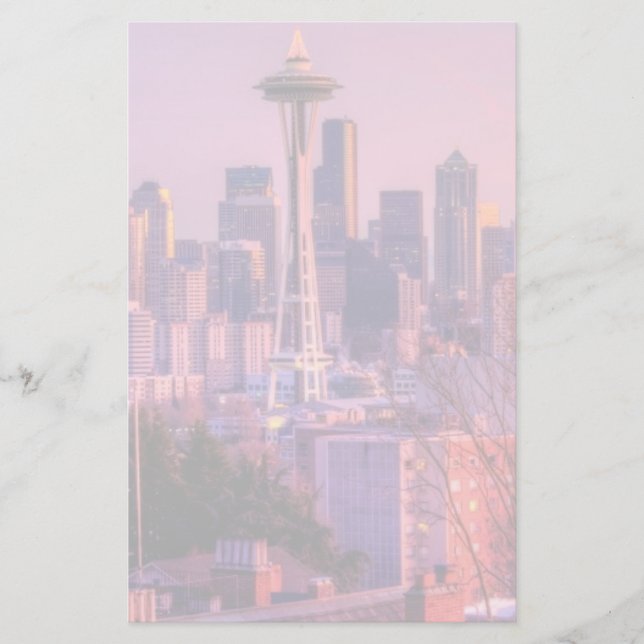 Sunset behind Seattle skyline from Kerry Park. Stationery (Front)