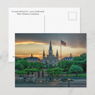 Sunset behind St Louis Cathedral postcard
