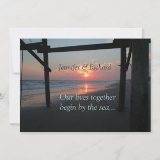 Sunset Beneath the Pier Beach Wedding Invitation