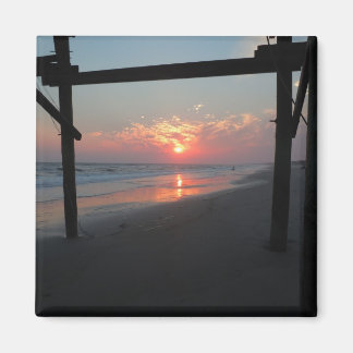 Sunset Beneath The Pier - Oak Island, NC Magnet