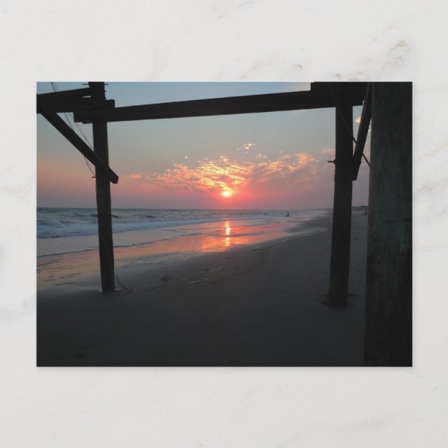 Sunset Beneath The Pier - Oak Island, NC Postcard (Front)