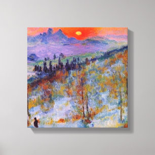 Sunset beyond snowy mountain canvas print