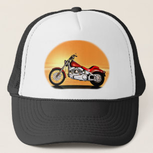 Sunset bike trucker hat