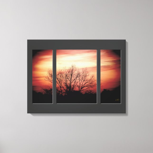 Sunset Birch Triptych Wrapped Canvas Print (Front)