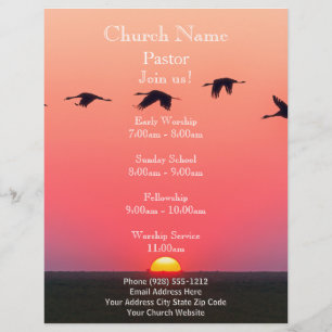 Sunset Birds Church Flyer, Join Us Services Flyer
