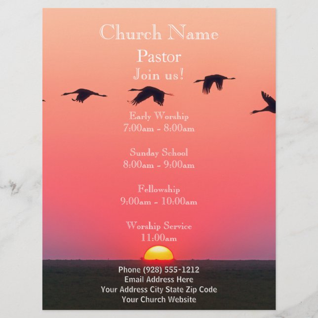 Sunset Birds Church Flyer, Join Us Services Flyer (Front)