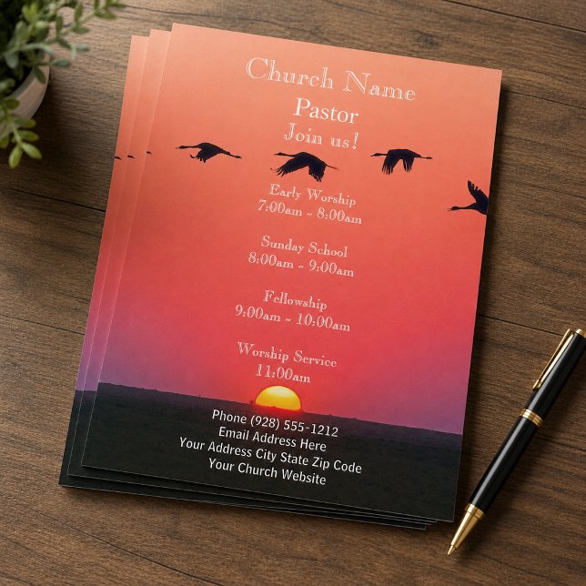 Sunset Birds Church Flyer, Join Us Services Flyer (Creator Uploaded)