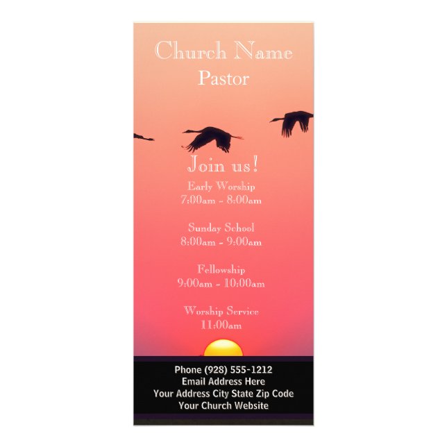 Sunset Birds Church Rack Card, Join Us Services Card (Front)