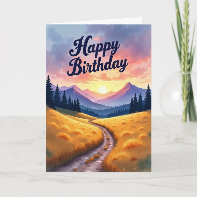 Sunset Birthday Landscape Card (Front)