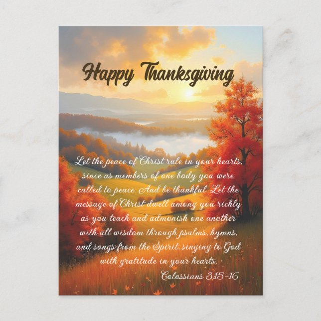 Sunset Blessing Thanksgiving Holiday Postcard (Front)