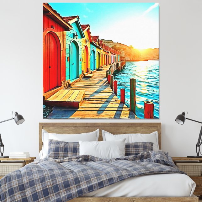 Sunset Bliss: Seaside Hues Canvas Print (Insitu(Bedroom))