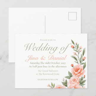 Sunset Bloom - Green Announcement Postcard