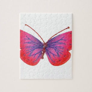 "Sunset Bloom" Red and Purple Butterfly Art Print Jigsaw Puzzle