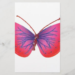 "Sunset Bloom" Red and Purple Butterfly Art Print Stationery