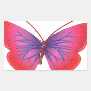 "Sunset Bloom" Red and Purple Butterfly Art Print Sticker
