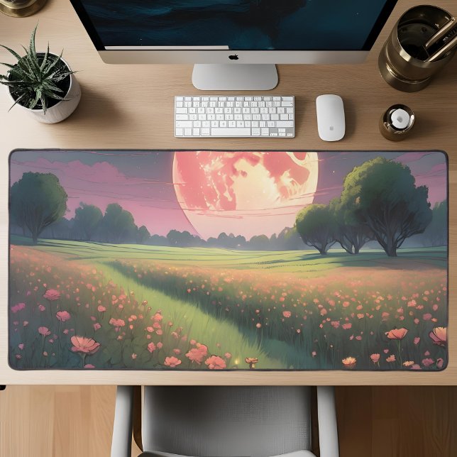 Sunset Blooming Field Large Desk Mat – Warm Floral (Creator Uploaded)