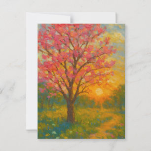 Sunset Blossom Path – Impressionist Garden Postcard