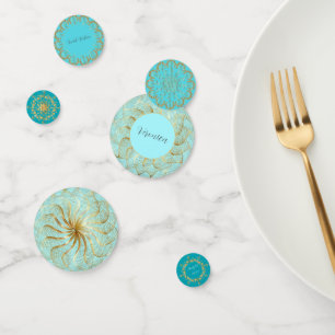 Sunset Blue and Gold Confetti