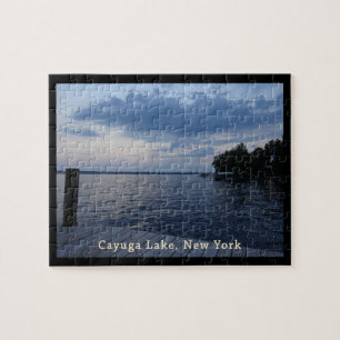 Sunset Blue Sky Cayuga Lake NY Jigsaw Puzzle