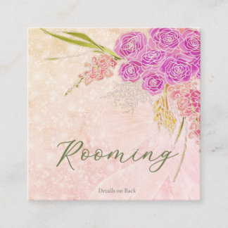 Sunset blush Sheer bow Bright Rose Bouquet rooming Enclosure Card