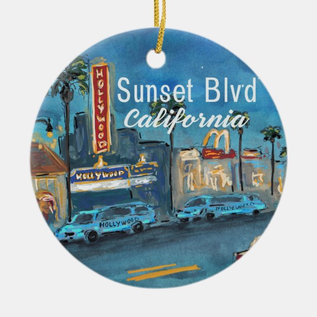 Sunset Blvd Los Angeles Ornament (Front)