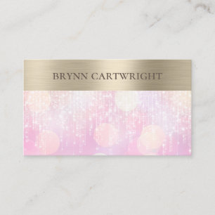 Sunset Bokeh Twinkle Lights Pink and Gold Business Card