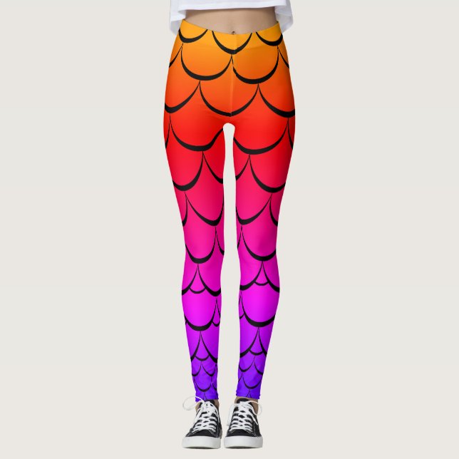 Sunset (Bold/Fade) mermaid scale Leggings (Front)