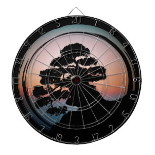 Sunset Bonsai Tree Ceramic Tile Desk Organizer Gol Dartboard