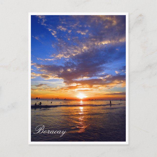 sunset boracay blue postcard (Front)