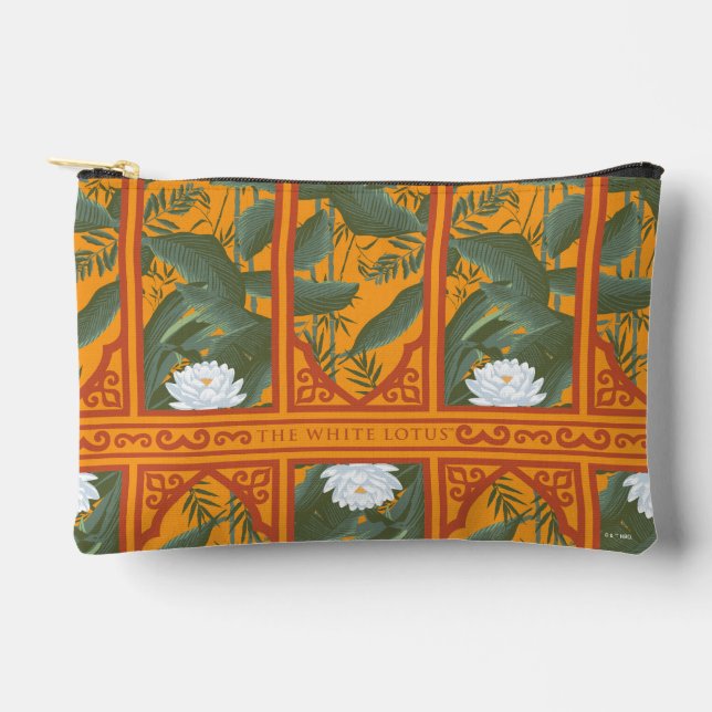 Sunset Botanical Panel Pattern - The White Lotus Accessory Pouch (Front)