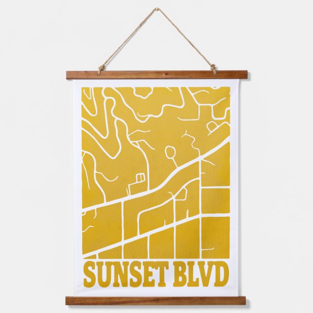 Sunset Boulevard - Minimalist Los Angeles Map Hanging Tapestry (Front)