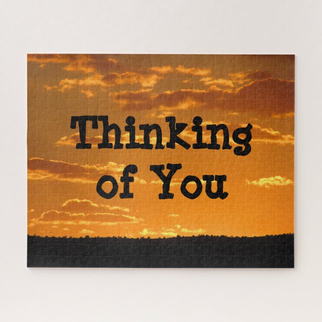 Sunset Bright Orange Sky Photo Evening Sun Setting Jigsaw Puzzle (Horizontal)