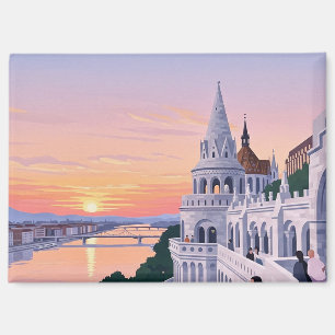 Sunset Budapest Hungary Fisherman's Bastion Travel Magnet