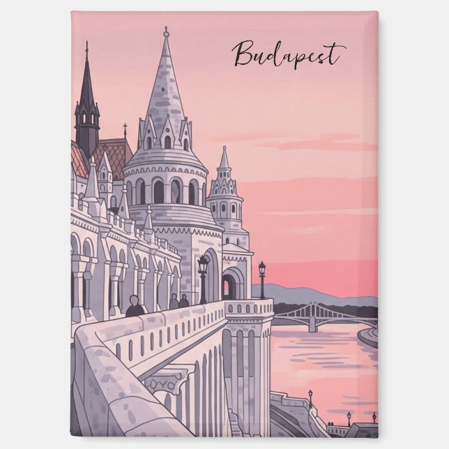 Sunset Budapest Hungary Fisherman's Bastion Travel Magnet (Front)