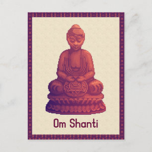 Sunset Buddha Pixel Art Postcard