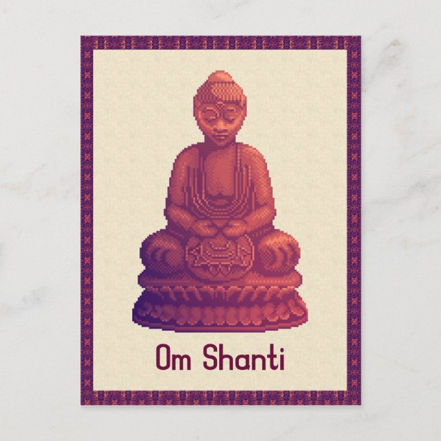 Sunset Buddha Pixel Art Postcard (Front)