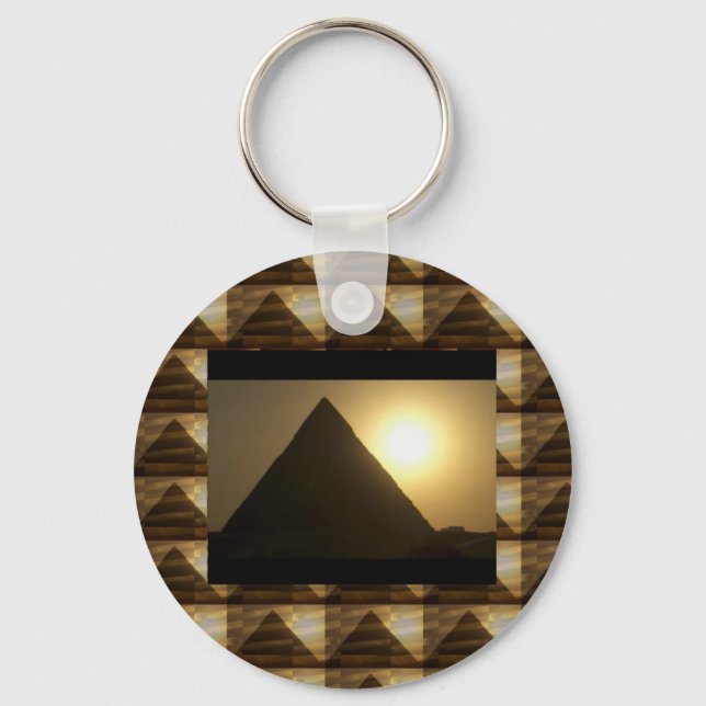 Sunset by PYRAMIDS of Egypt : Vintage Architecture Keychain (Front)
