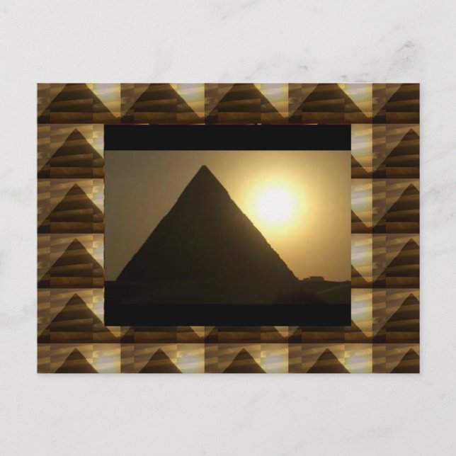 Sunset by PYRAMIDS of Egypt : Vintage Architecture Postcard (Front)