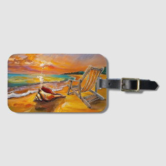 Sunset By the Beach with Chair Luggage Tag