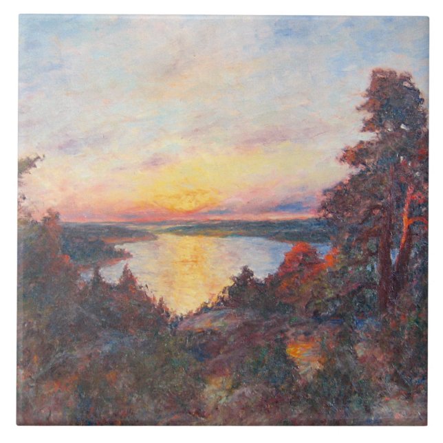 Sunset by the Coast (by Kimon Loghi) Tile (Front)