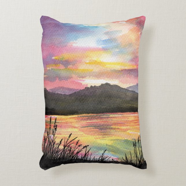Sunset by the Lake Accent Pillow (Front(Vertical))